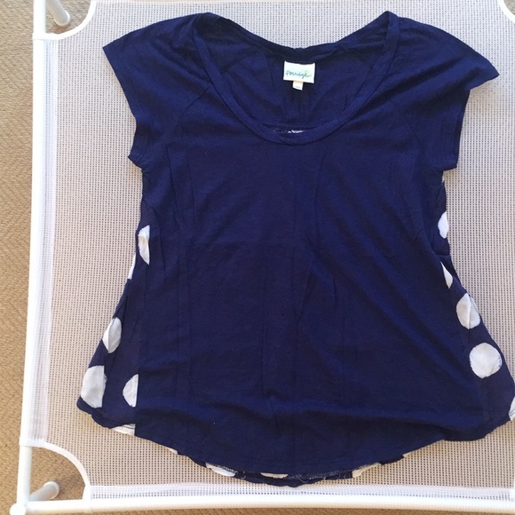 Anthropologie Tops - Anthropologie blue and white polkadot t shirt